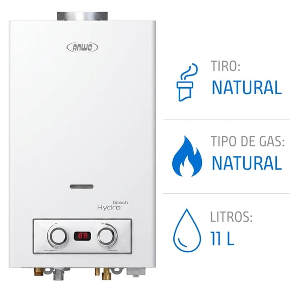 Calefont Anwo 11 Litros Gas Natural Tiro Natural Hitech Hydro 22