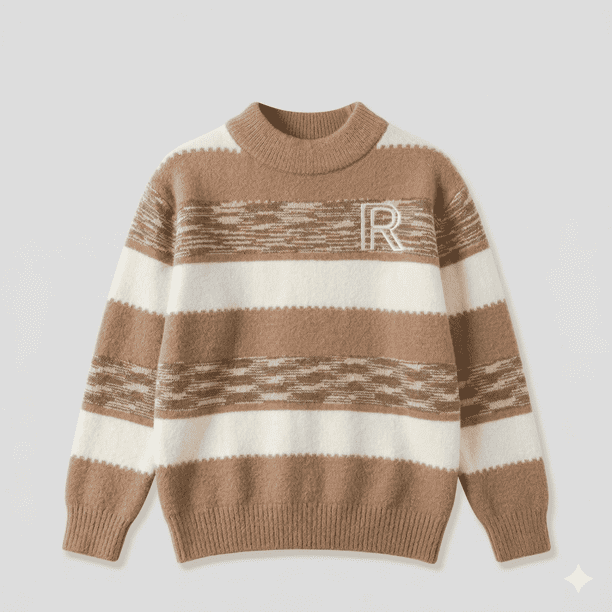 Sueter Ni o Invierno Tejido Rayado Cuello Alto Moda Infantil