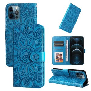 Funda Tipo Cartera Foxdock Para Iphone 12 Pro , Diseño Girasol En Relieve, Cuero Pu, Cierre Magnético, Soporte Y Tarjetero