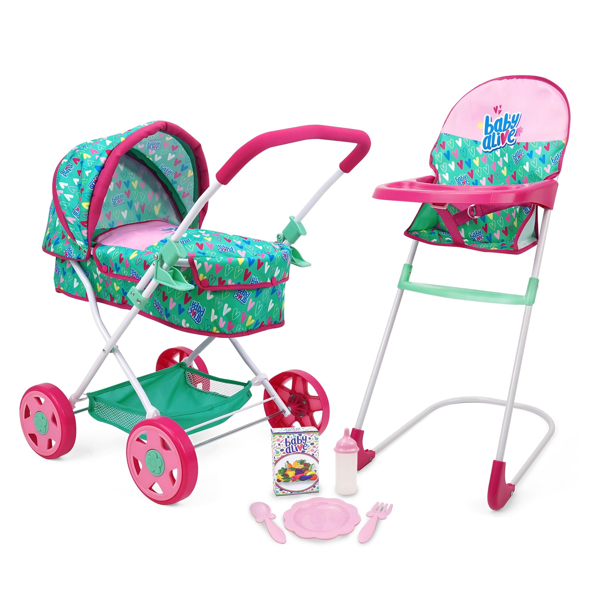 Set de juguetes Baby Alive Travel N' Feed, 7 piezas, para muñecas de hasta 18 años
