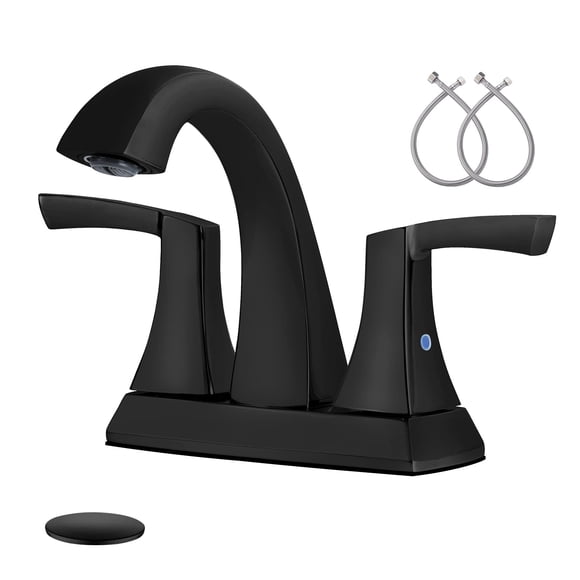 Grifo De Baño Negro Mate Con 2 Asas Arco Bajo 4 Cm
