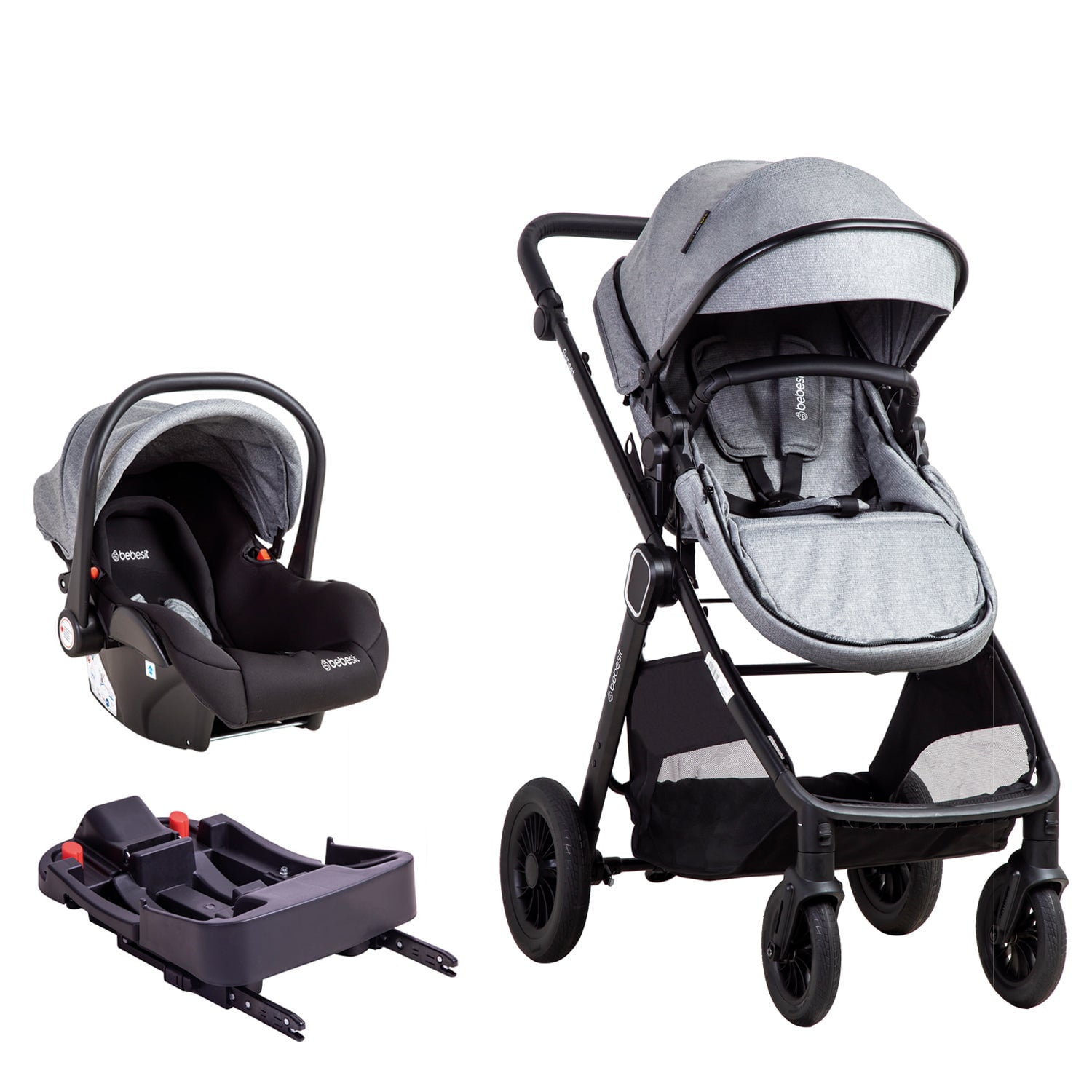 Bebesit - Coche Cuna Travel System Isofix Sunset Gris