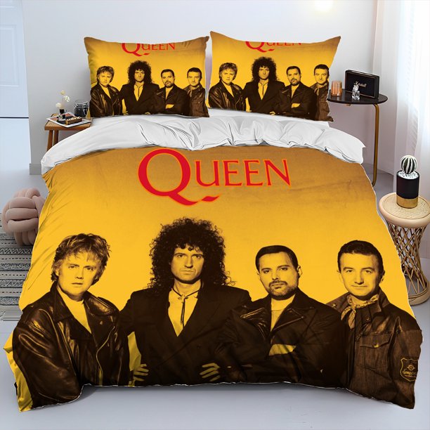 Freddie Mercury Queen-Rock-Band Comforter Bedding Set,Duvet Cover Bed Set Quilt Cover Pillowcase,King Queen Size Bedding Set