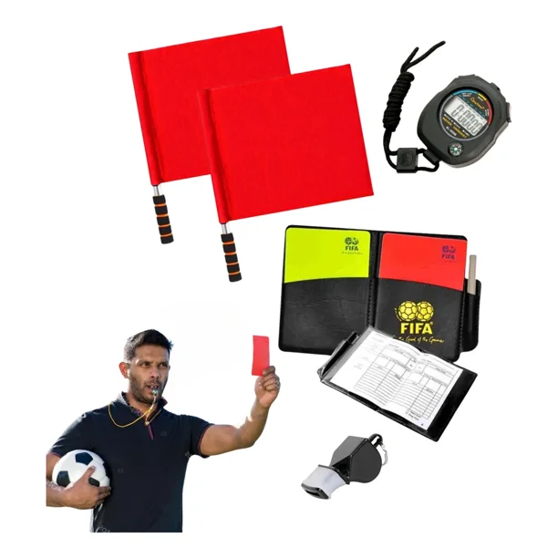 Pack Arbitro Banderines Tarjetas Rojas Amarillas Silbato
