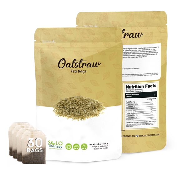 Té de hierbas de paja de avena Solo Therapy – 30 bolsas resellables