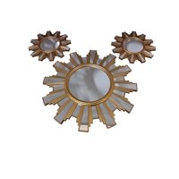 Mc Group - Set De Espejos Decorativos Forma De Rayos De Sol Color Dorado 3 Piezas