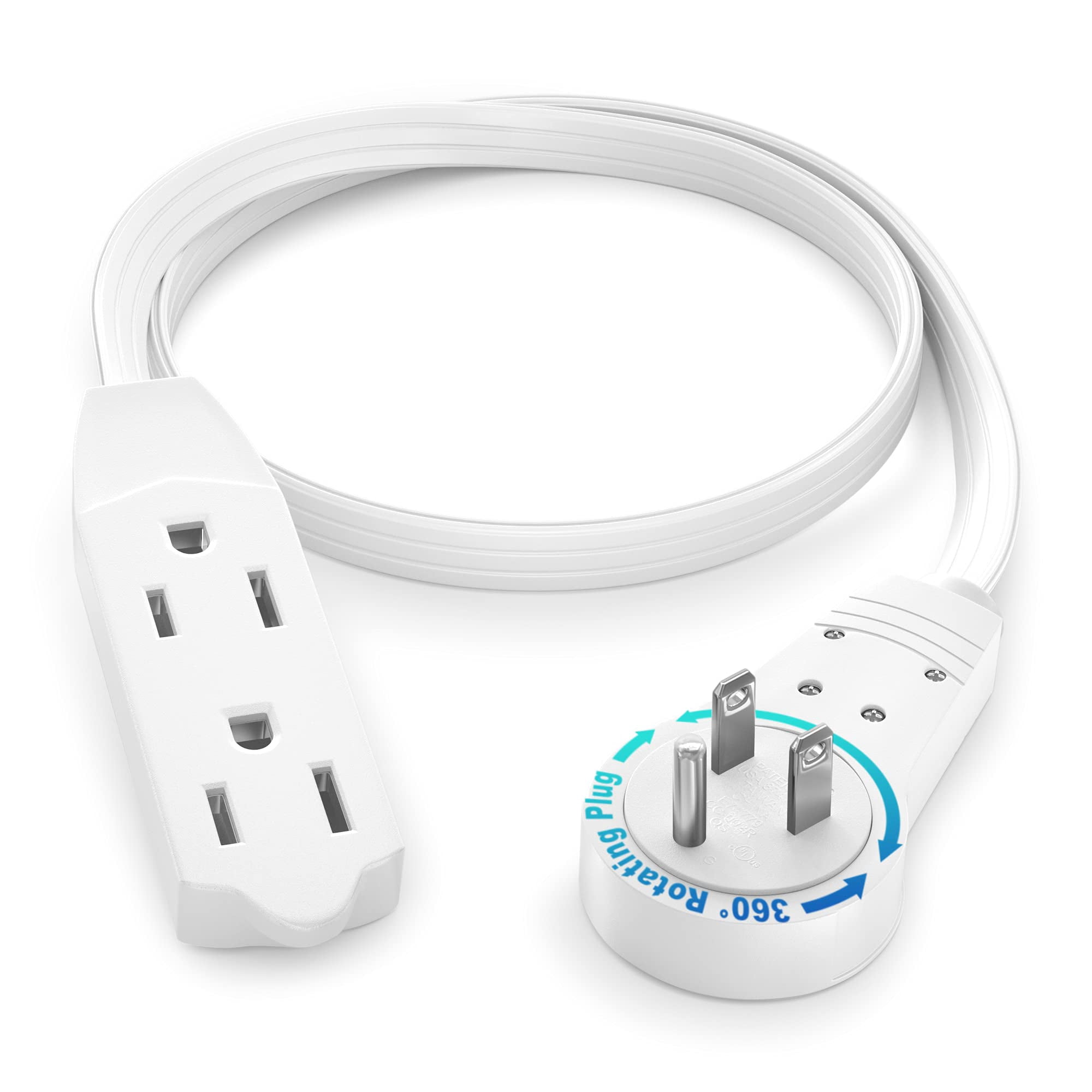 Cable De Extensión Maximm Cable De 30 Cm, Enchufe Plano Giratorio De 360°