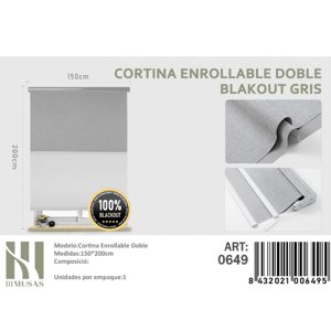 Mundo Shopping - Cortina Enrollable Doble Blackout Gris Jaspeada 150X200Cm