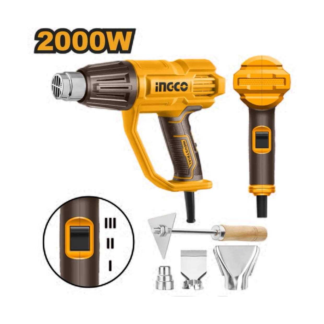 Pistola De Calor Industrial Ingco Análoga 2000w Hg200078