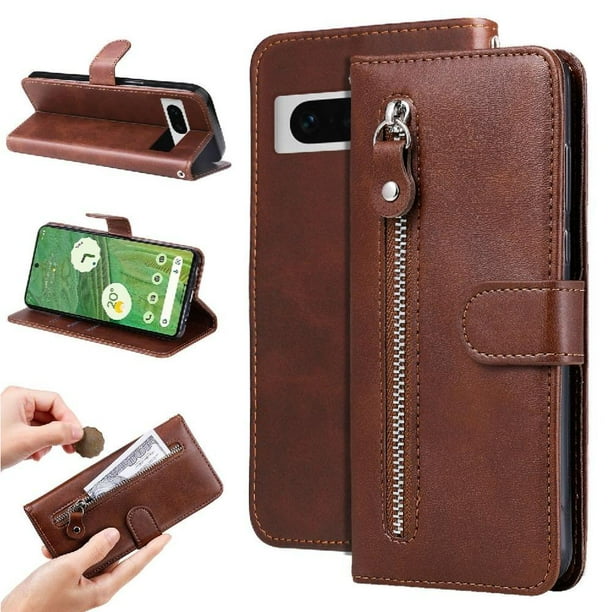 Funda con Cremallera para Google Pixel 7 , Carcasa Cartera de Cuero PU con Soporte y Tarjetero