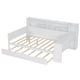 thumbnail image 3 of Wooden Full Size Daybed with Storage Shelves, Multi-functional Bed with Twin Size Trundle Bed and Study Desk, Antique White, 3 of 3