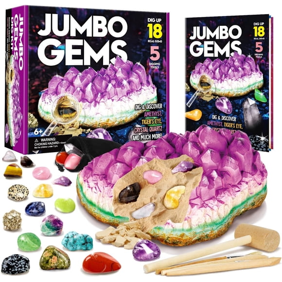 Kit Excavación Gemas Jumbo 18 Piedras Reales Amatista