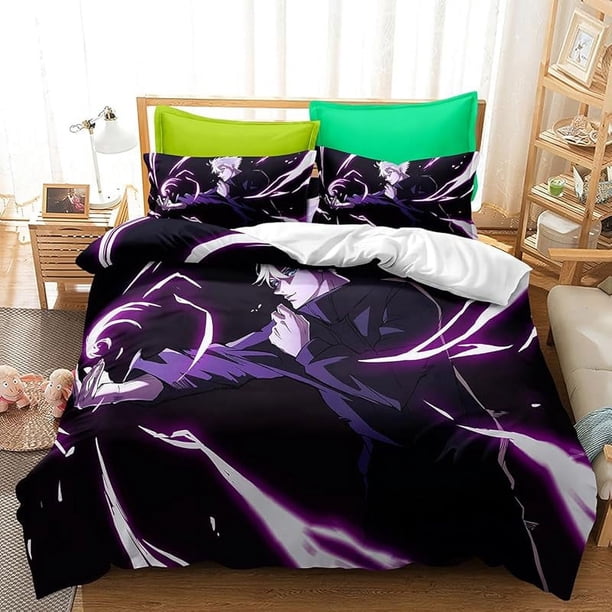 Cartoo-n Anim-e Duv-et Co-ver B-dding Jujuts-u Kaisen 3- Piece Se-tBed D-uvet Cov-er with Pillo-wcases S-uper- Soft Duvet C-over wit-h Pillo-wcases