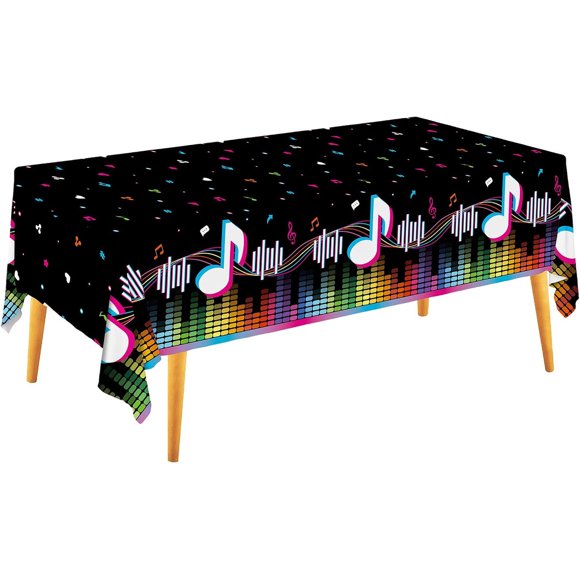 Gatherfun Music Party Disposable Tablecloth, Plastic Table Cover
