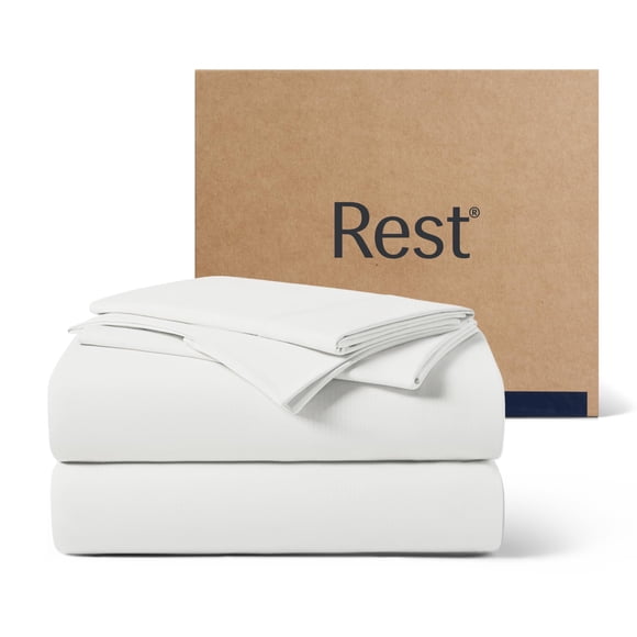 Juego de sábanas REST Evercool+ Cooling King Size, blanco ártico, 4 unidades
