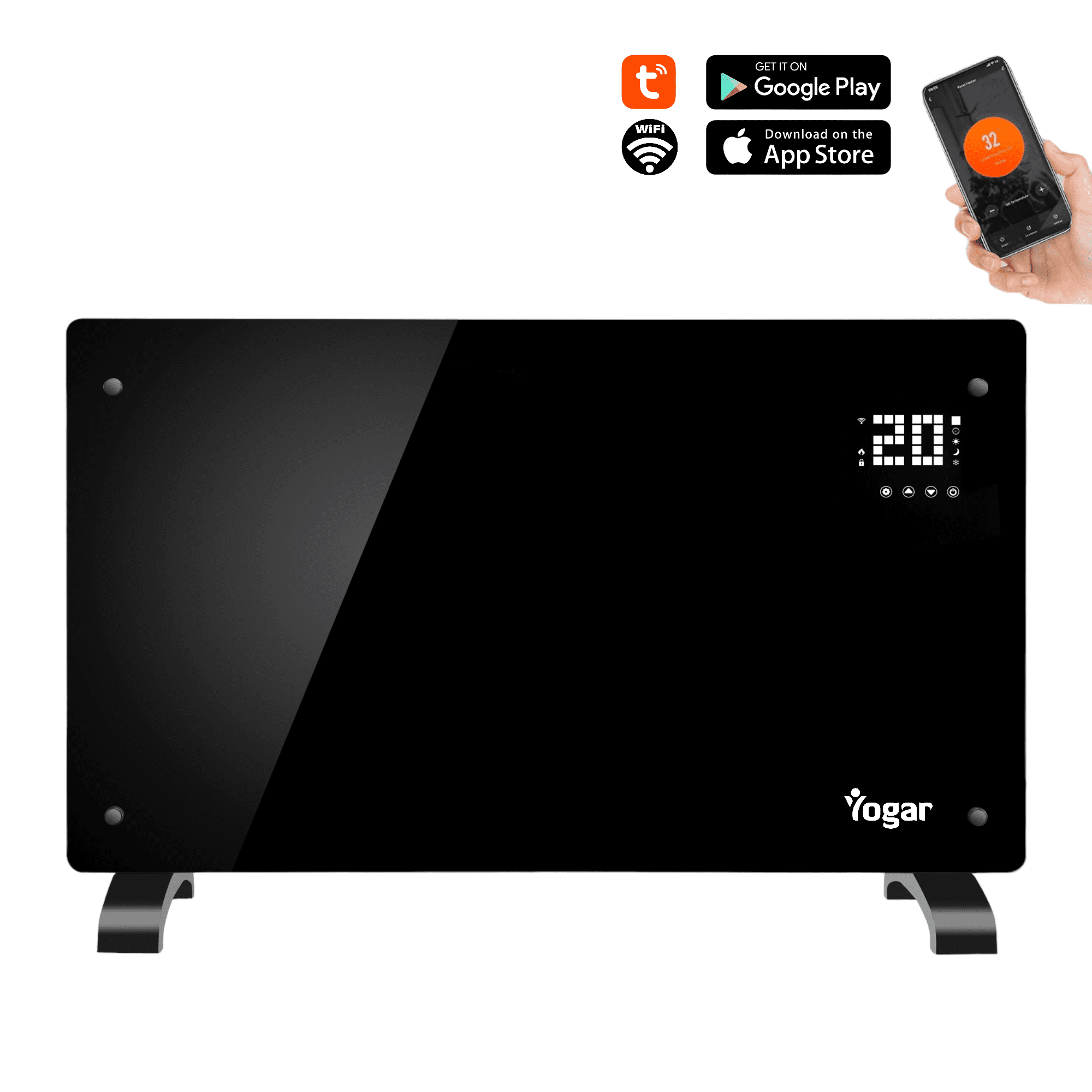 Convector Calefactor Panel Espejo De Vidrio Templado 2000w Yogar