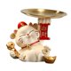 thumbnail image 1 of Bonita Estatua De Gato De La Suerte, Bandeja De Almacenamiento Artesanal Para Gatos, Estantería Para Oficina, Hogar, Color Beige, 1 of 3