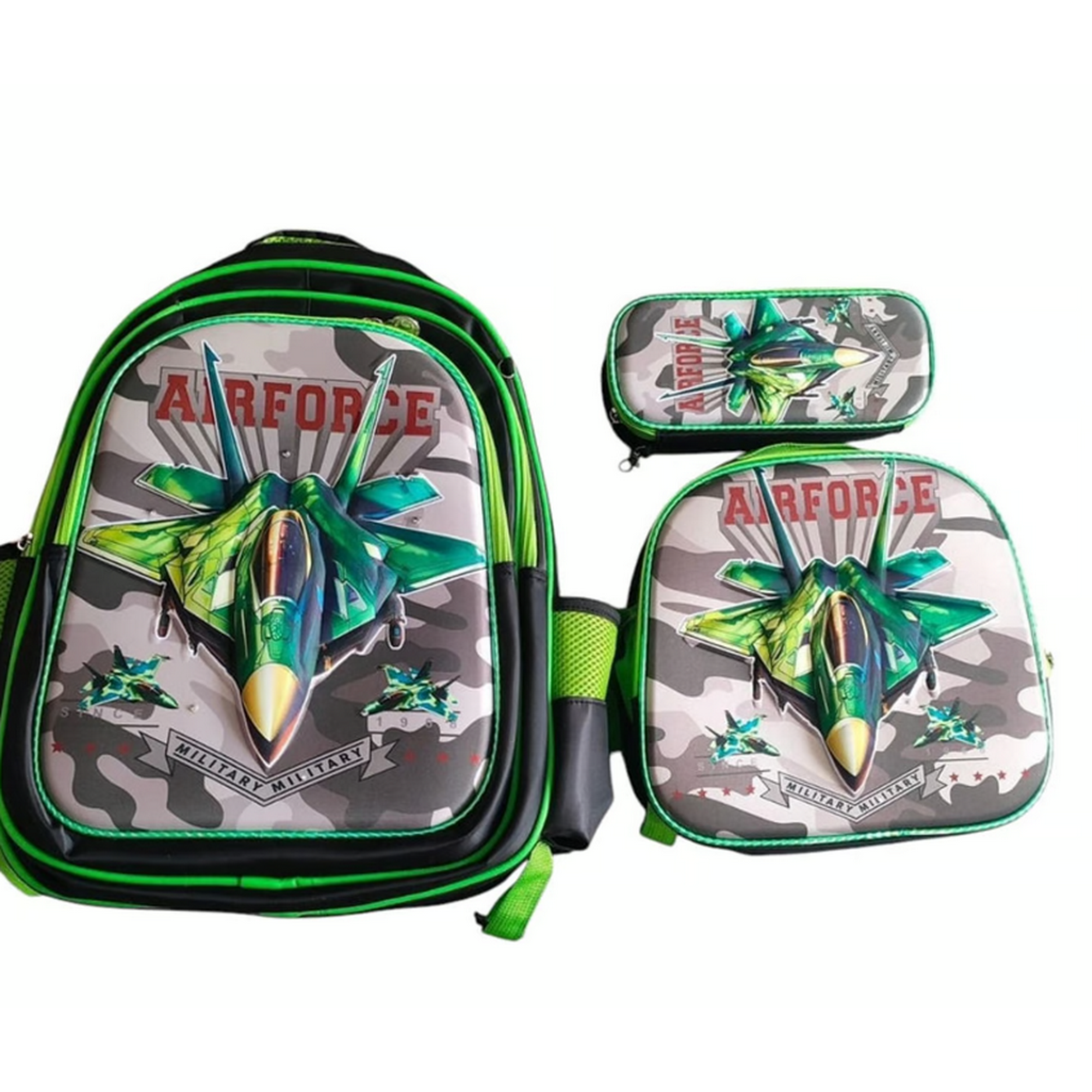 Mundo Shopping - Set De Mochila Niños Escolar Diseño Avion Verde