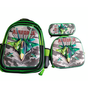 Mundo Shopping - Set De Mochila Niños Escolar Diseño Avion Verde