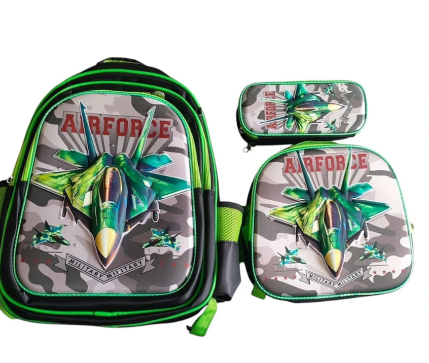 Mundo Shopping - Set De Mochila Niños Escolar Diseño Avion Verde
