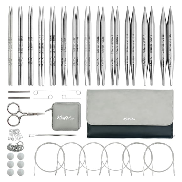 Agujas de Tejer Intercambiables KnitPro Stelo 13 cm – 13 Tallas