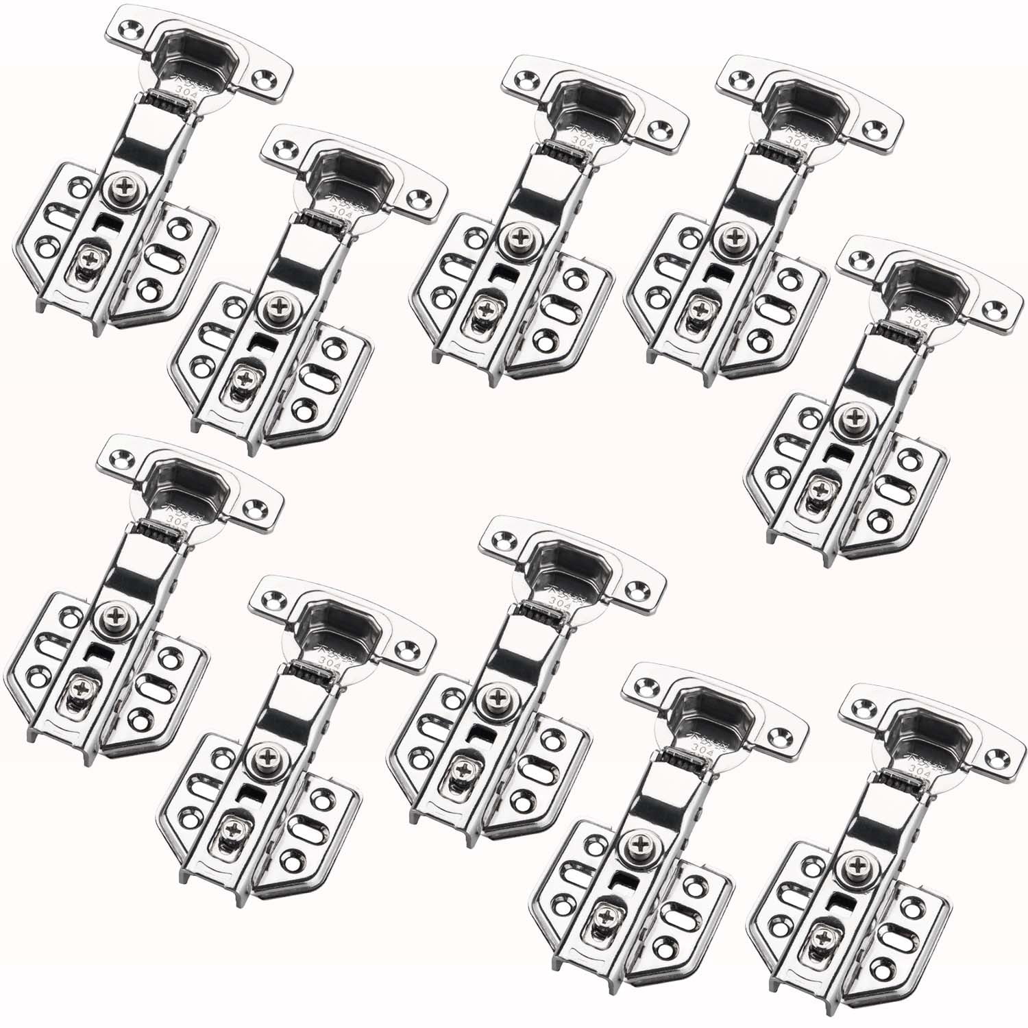 Crusec - Pack 10 Bisagras De Gabinete Cierre Suave Con Amortiguador