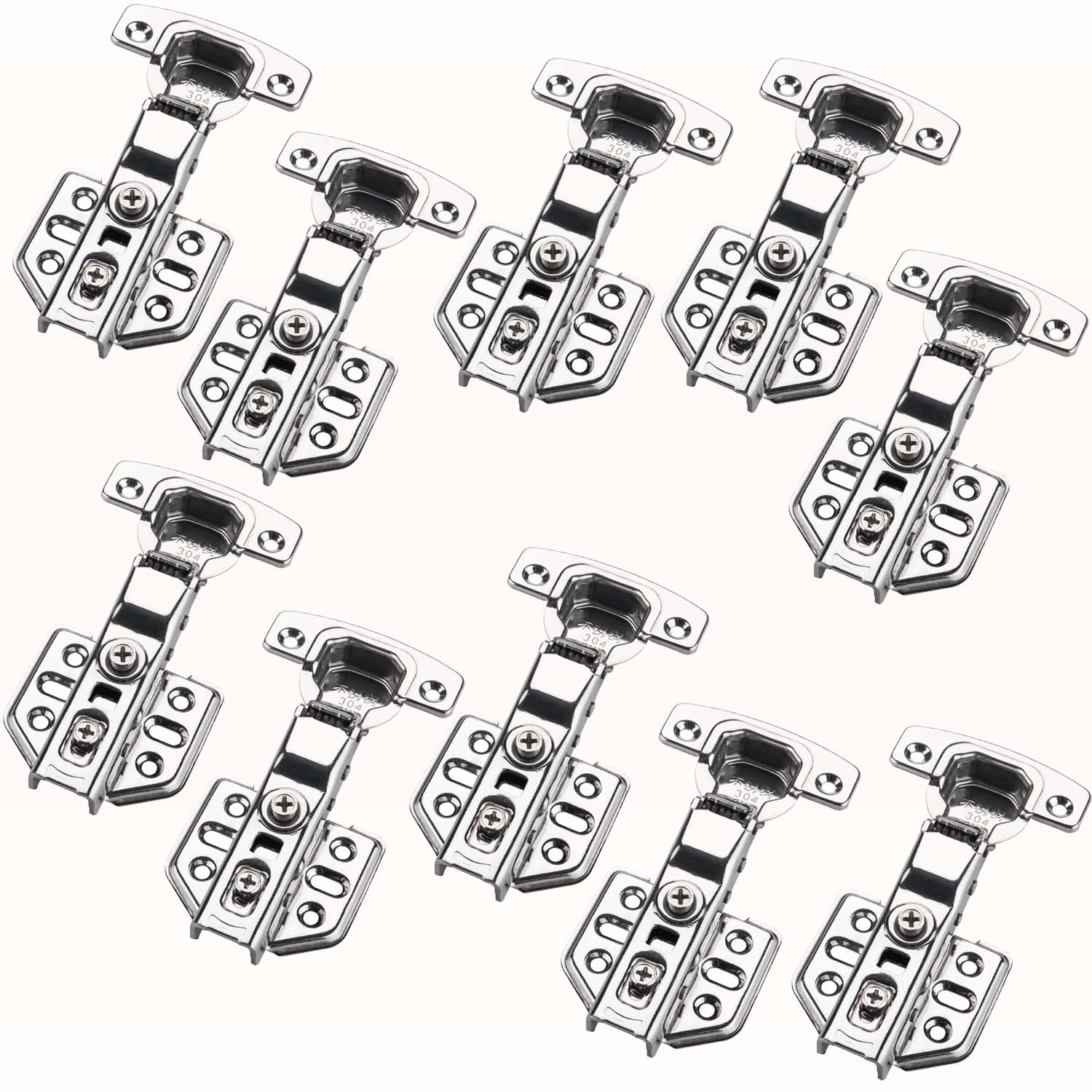 Crusec - Pack 10 Bisagras De Gabinete Cierre Suave Con Amortiguador