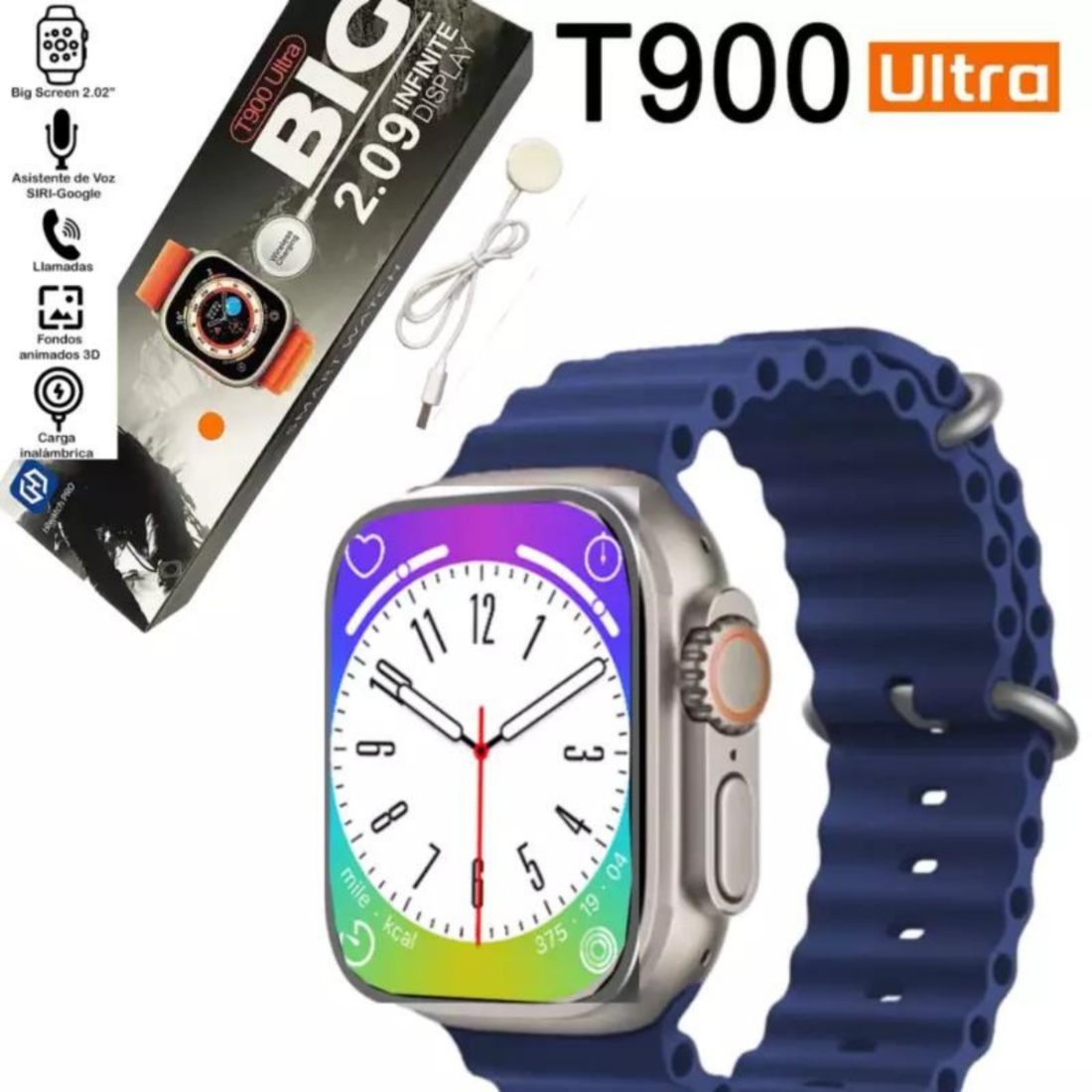 Hiwatchpro - Reloj T900 Ultra Inteligente Smartwatch Azul / Realiza Y Recibe Llamadas