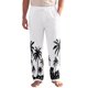 thumbnail image 1 of INSPIRE CHIC Pantalones de Lino Estampados Hawaianos de Playa con Cintura Ajustable para Hombre XL Blanco, 1 of 2