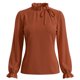 thumbnail image 4 of INSPIRE CHIC Blusa de Primavera para Mujer de Manga Larga con Volantes y Lazo en el Cuello para Oficina y Trabajo Formal Talla S Caramelo, 4 of 5