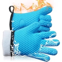 Xusx111 - Un Par De Guantes De Horno De Cocina - Guantes De Parrilla Resistentes Al Calor De Doble Capa, Mitanes De Horno De Silicona Con 5 Dedos, Soporte De Maceta Antideslizante Impermeable Para Bar