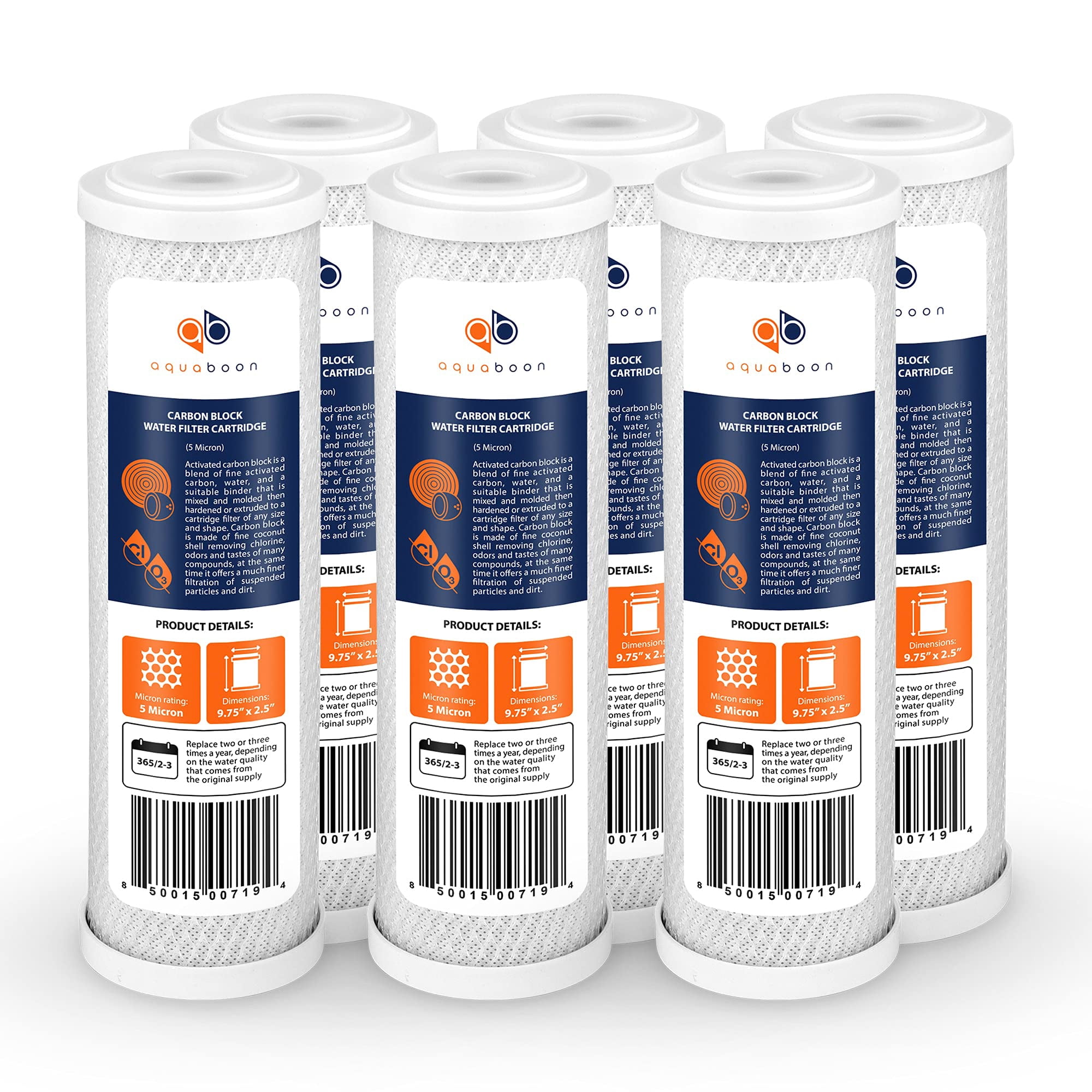 Cartucho De Filtro De Agua Aquaboon Carbon Block 5 Micron 10x2.5