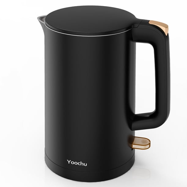 Tetera eléctrica Yoochu 1,7 L acero inoxidable negro