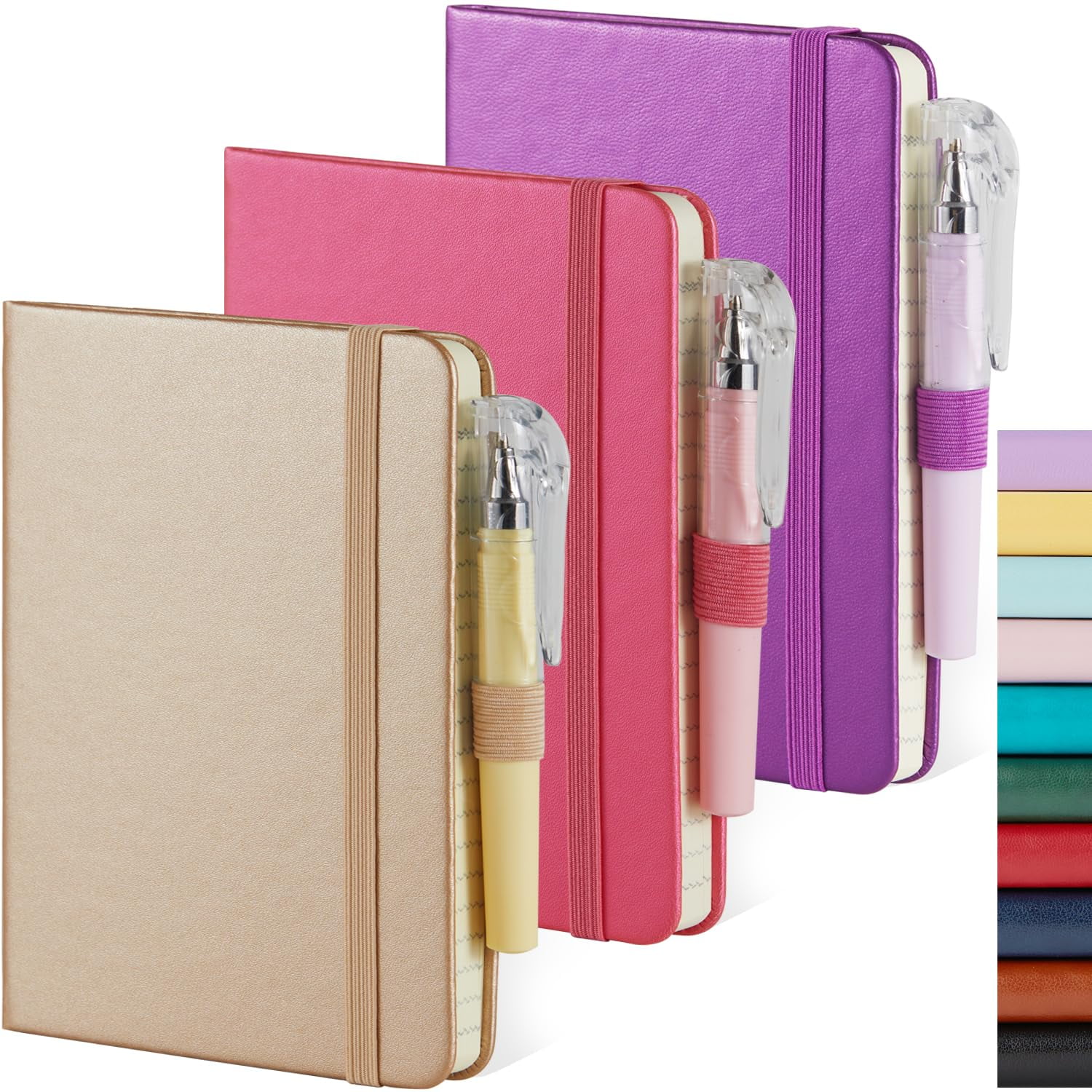 Cuaderno De Bolsillo Nirmiro, Paquete De 3 Con Bolígrafo, 3,7 X 5,7 Pulgadas, 408 Páginas