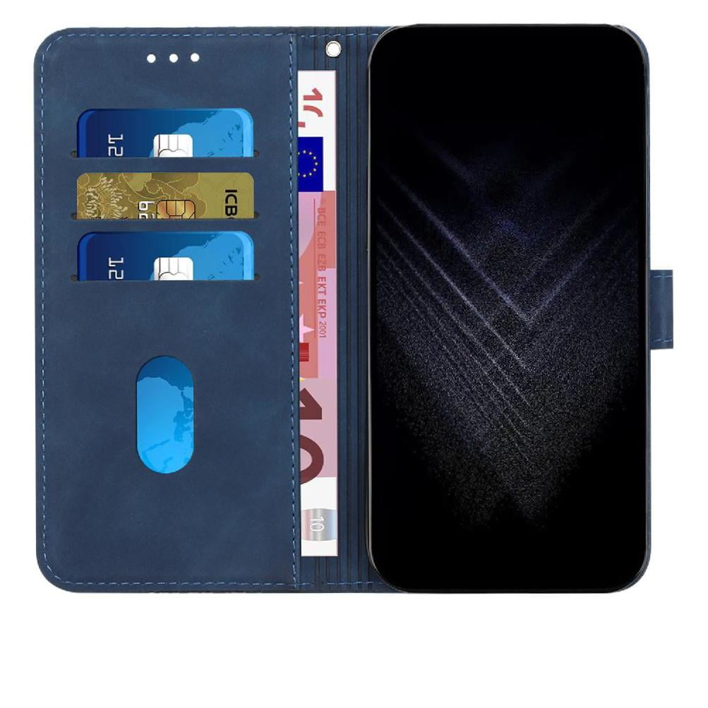 Foxdock - Funda Tipo Cartera Para Motorola Moto Edge 60 5g Con Tarjetero, Bolsillo Para Billetes, Soporte, Cierre Magnético Y Correa Para La Muñeca, Funda Tipo Folio Con Textura Geométrica Azul