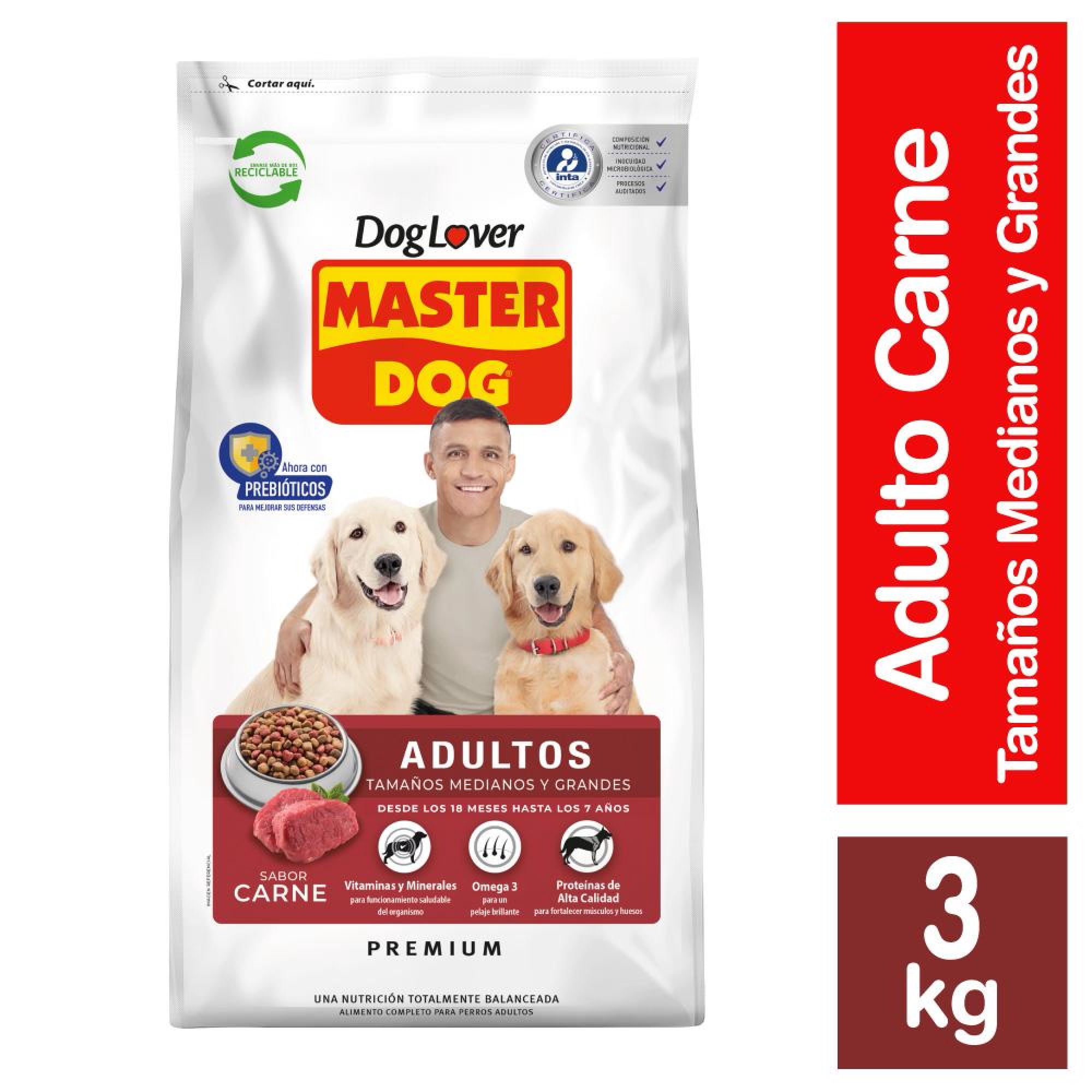Alimento Seco Perro Adulto Raza Mediana/grande Sabor Carne Bolsa 3 Kg Master Dog
