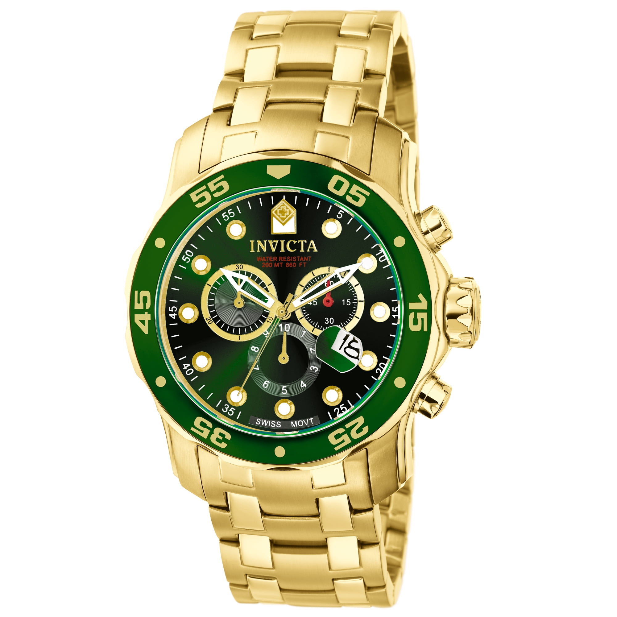 Reloj Cronógrafo Invicta Pro Diver Oro 18k Verde Hombre