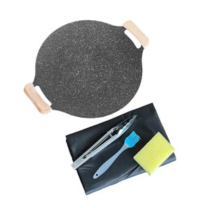 Magideal - Sartén Redonda Coreana Para Barbacoa, Utensilios De Cocina Antiadherentes Para Interiores Y Exteriores, Ideal Para Fiestas, Picnics Y Cocinas Doméstic 30 Centímetros