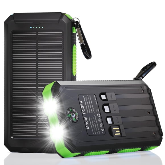 Cargador solar Durecopow de 20000 mAh, 3 puertos y 4 cables