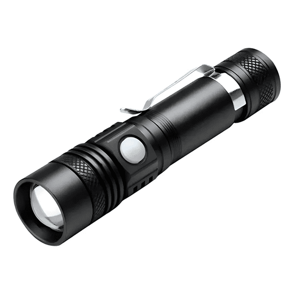 Linterna Led 3000 Lumens Recargable Con Zoom Resiste Lluvia Blanco Negro