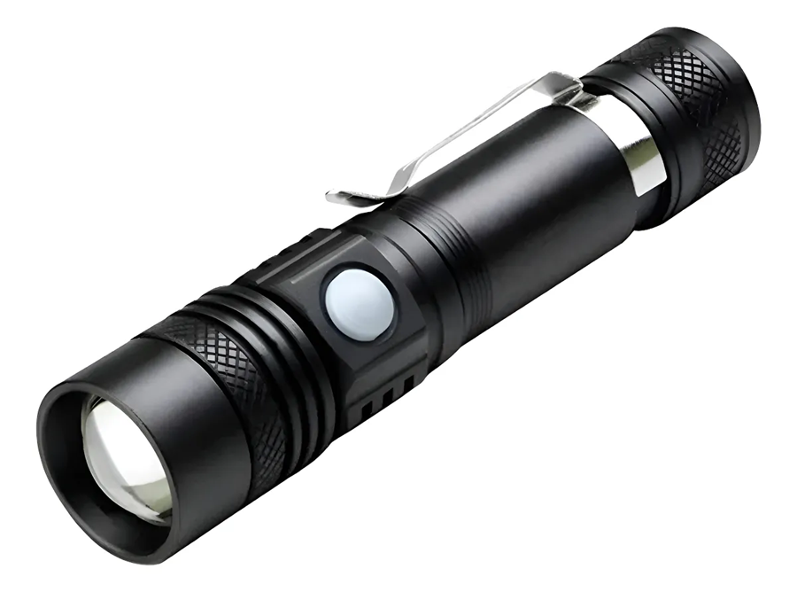 Genérico - Linterna Led 3000 Lumens Recargable Con Zoom Resiste Lluvia Blanco Negro