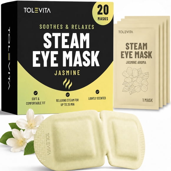 Mascarilla de Vapor para Ojos TOLEVITA Pack de 20 con Aroma a Jazmín