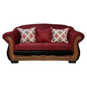 América Decora - Sofá Con Resorte Estructura Búfalo 3 Personas Chenille+Pu Rojo X