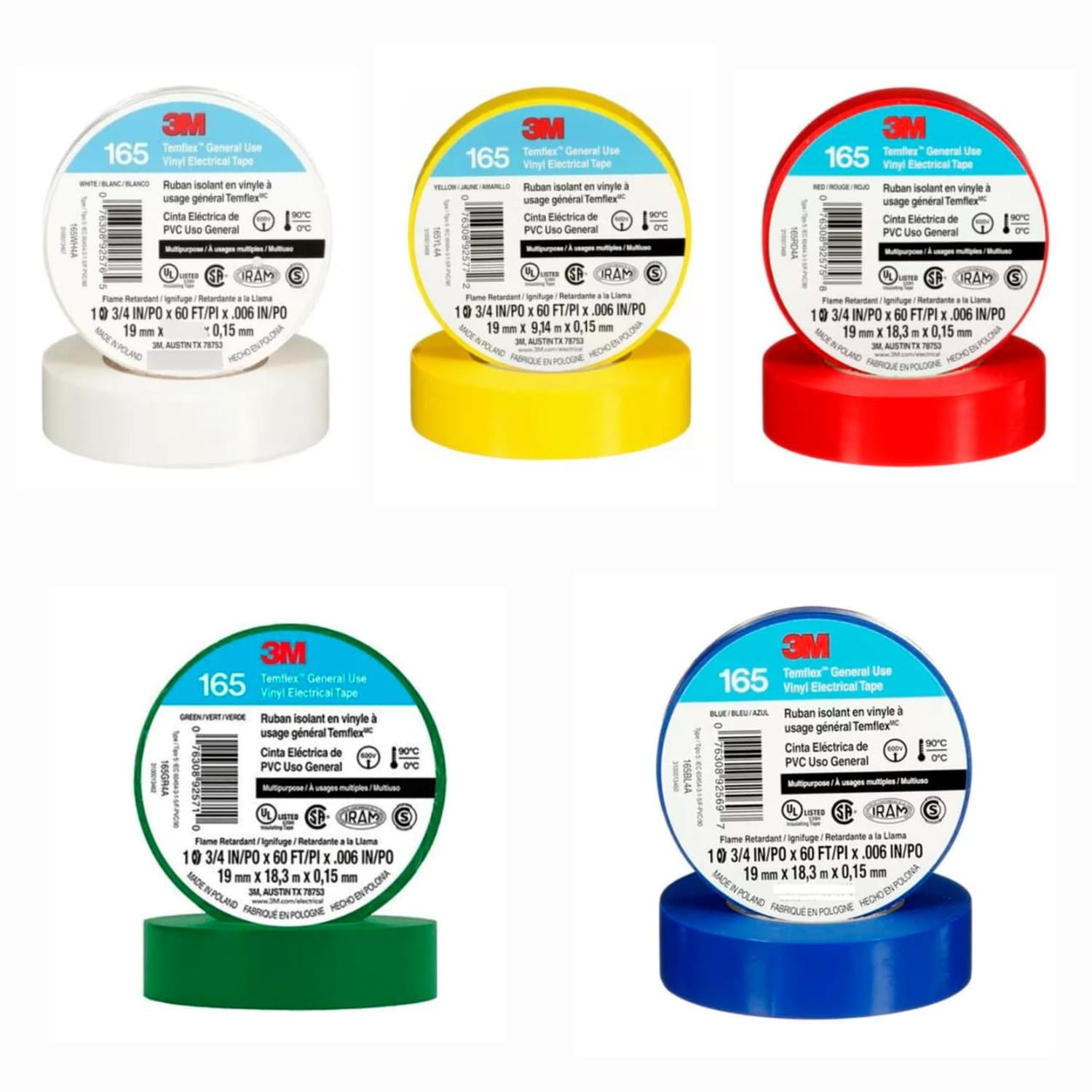 Cinta Aisladora Temflex 165 18.3mt Colores 3m Rojo 7x2x7