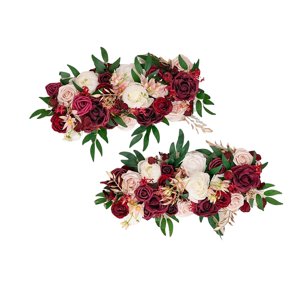 Magideal - Guirnalda De Flores Artificiales Colgantes, Guirnalda De Mimbre De Rosas Artificiales, Flores De Arco De Boda Para Fondo De Jardín, Adornos Para , Rojo