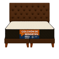 Ethan Desing - Cama 2 Plaza Capitoné + Respaldo 2P Capitone Cafe + Colchón 2P Mery Desing