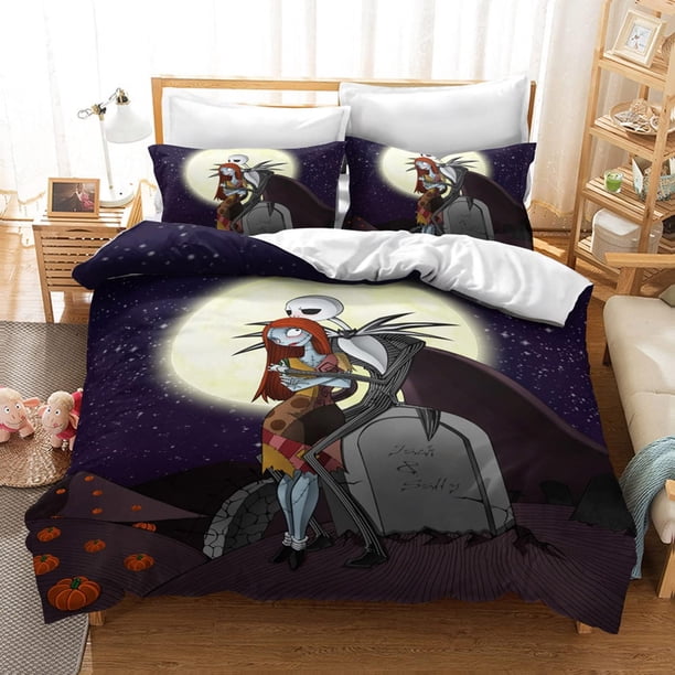 Felu Bedding Duvet Cover Set of Kids The Nightmare Before Christmas Pattern Comforter Cover Set