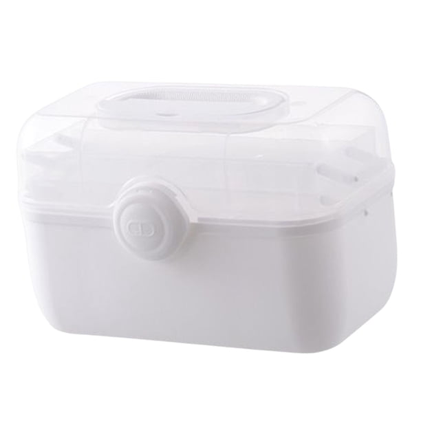 Caja Organizadora De Almacenamiento De Medicamentos Contenedor Con Candado Estuche De Transporte De Primeros Auxilios Blanco L