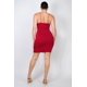 thumbnail image 4 of Saronite Vestido Mini Ajustado con Tirantes Ajustables de Doble Capa y Pedrería Sólida, Color Rubí (para Mujer), 4 of 5