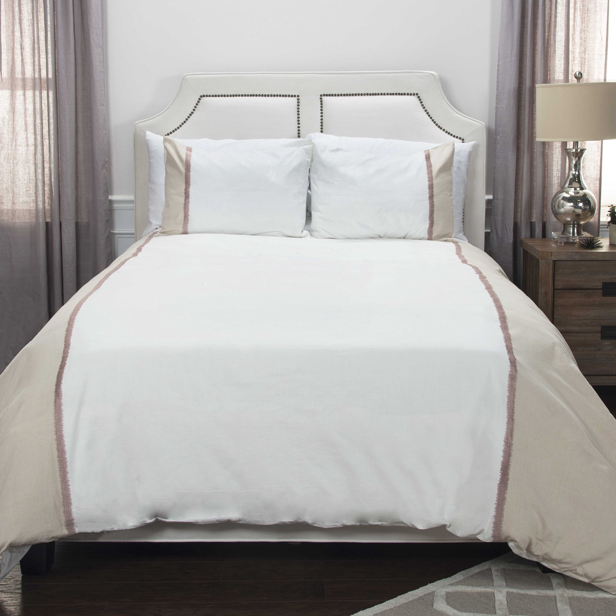 Juego De Funda Nórdica Rizzy Home Bt4443, Color Blanco, Marrón Y Neutro, 240 X 250 Cm